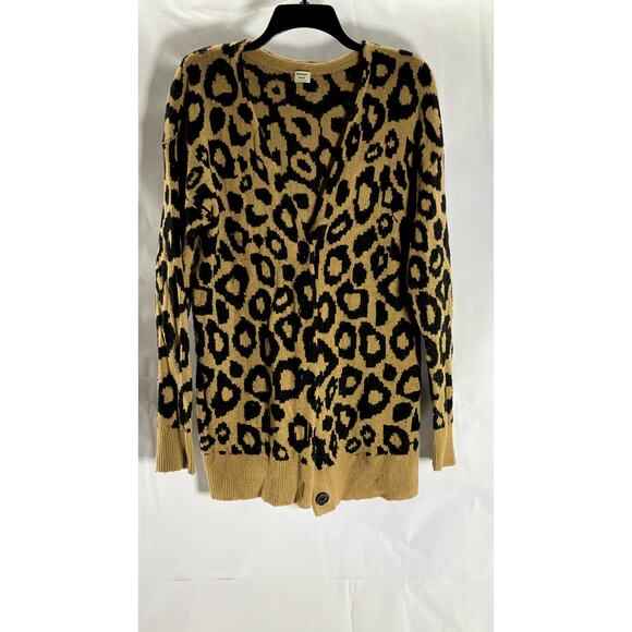 Sunday Best Sweaters - SUNDAY BEST Women's Tan/Black Animal Print Button-Up Cardigan SZ S